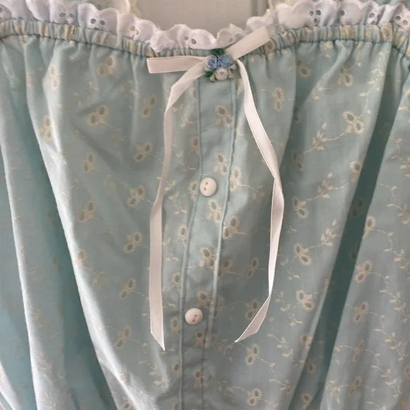 Vintage 70’s Surf & Turf Baby Doll Eyelit Bustier Style Top. Tag Size Large - Picture 2 of 5